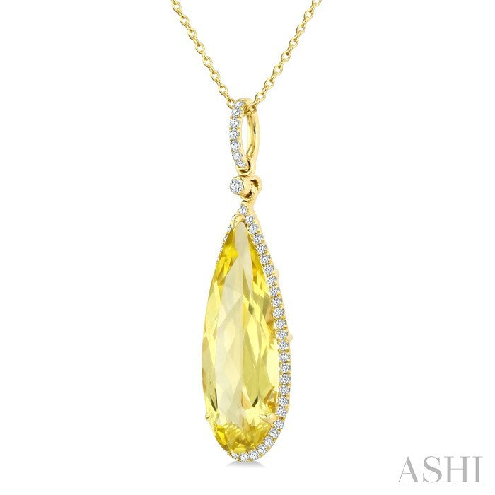 Evoque Gemstone Pear Shape & Halo Diamond Pendant