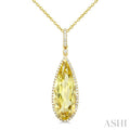 Evoque Gemstone Pear Shape & Halo Diamond Pendant
