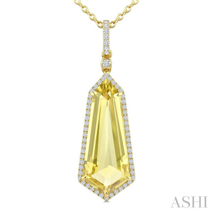 Evoque Gemstone Shield Shape & Halo Diamond Pendant