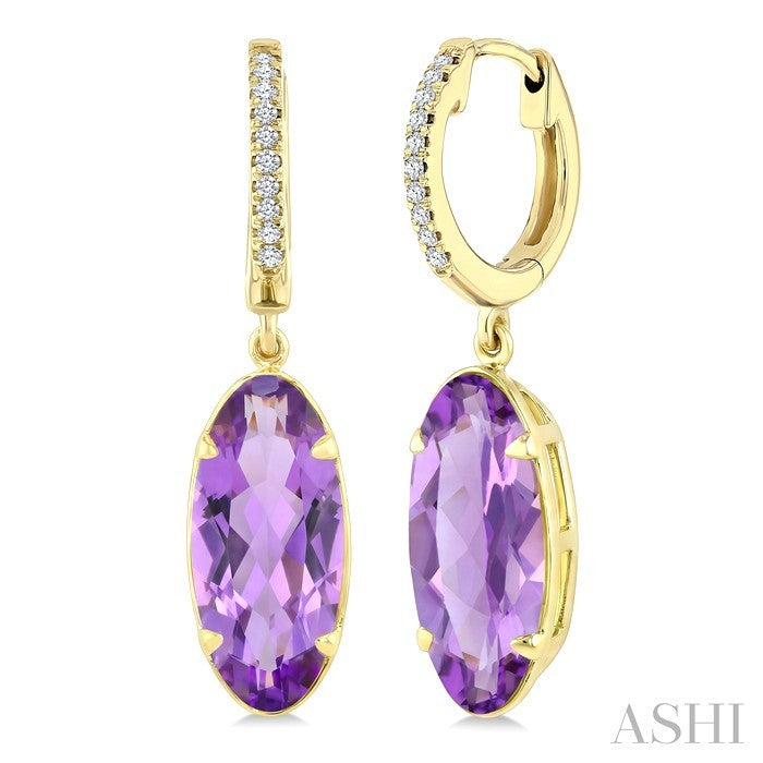 Evoque Gemstone Oval Shape & Diamond Earrings