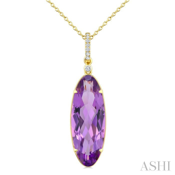 Evoque Gemstone Oval Shape & Diamond Pendant