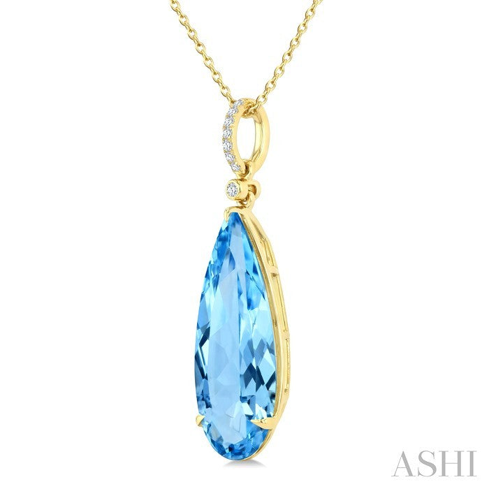 Evoque Gemstone Pear Shape & Diamond Pendant