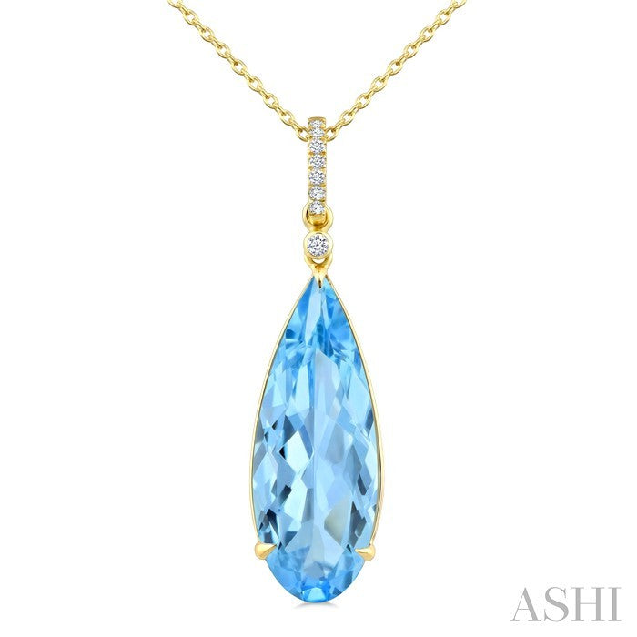 Evoque Gemstone Pear Shape & Diamond Pendant