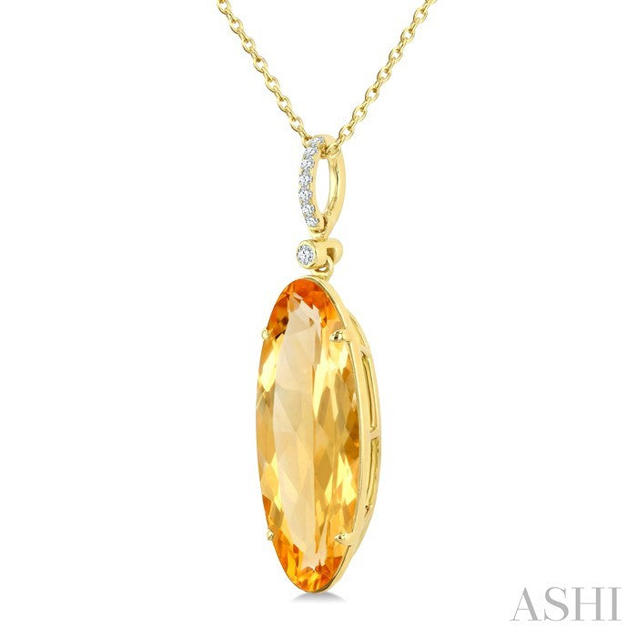 Evoque Gemstone Oval Shape & Diamond Pendant