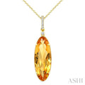 Evoque Gemstone Oval Shape & Diamond Pendant
