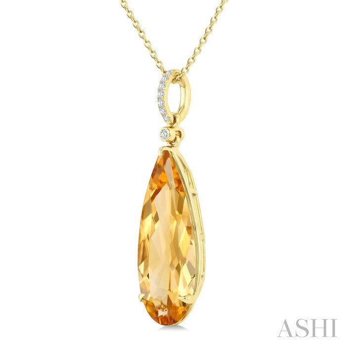 Evoque Gemstone Pear Shape & Diamond Pendant