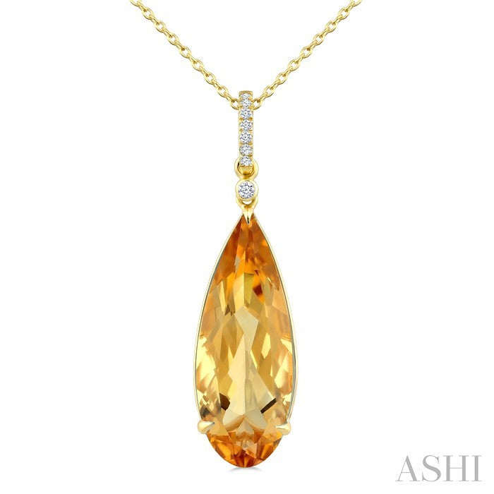 Evoque Gemstone Pear Shape & Diamond Pendant