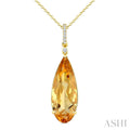 Evoque Gemstone Pear Shape & Diamond Pendant