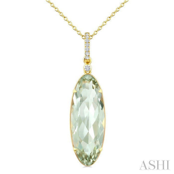 Evoque Gemstone Oval Shape & Diamond Pendant