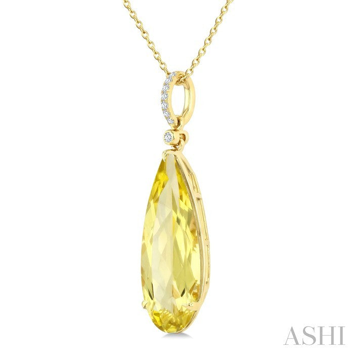 Evoque Gemstone Pear Shape & Diamond Pendant