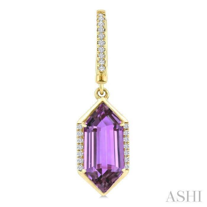 Evoque Gemstone Hexagon Shape & Diamond Earrings