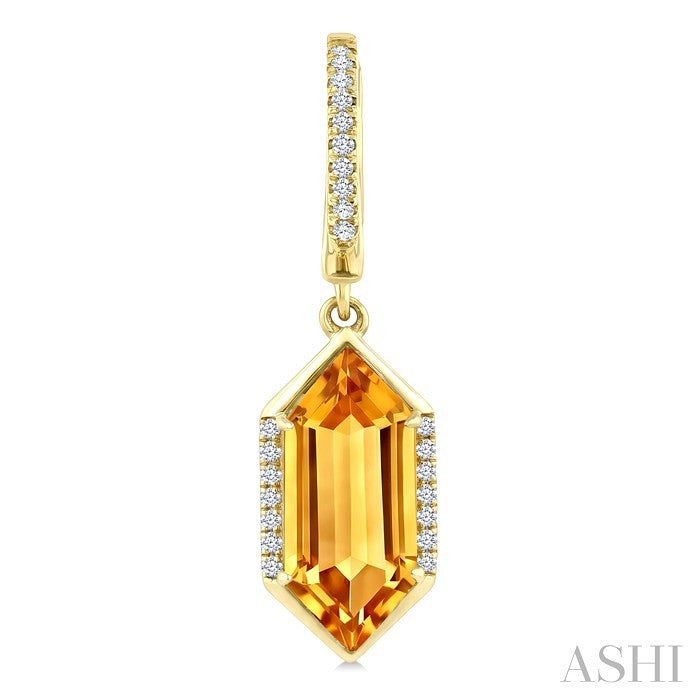 Evoque Gemstone Hexagon Shape & Diamond Earrings