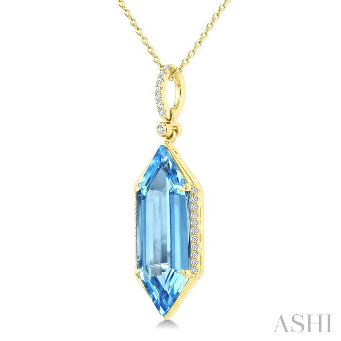 Evoque Gemstone Hexagon Shape & Diamond Pendant