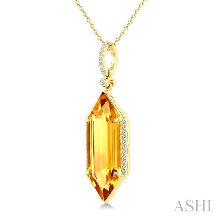 Evoque Gemstone Hexagon Shape & Diamond Pendant