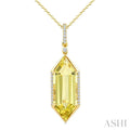 Evoque Gemstone Hexagon Shape & Diamond Pendant