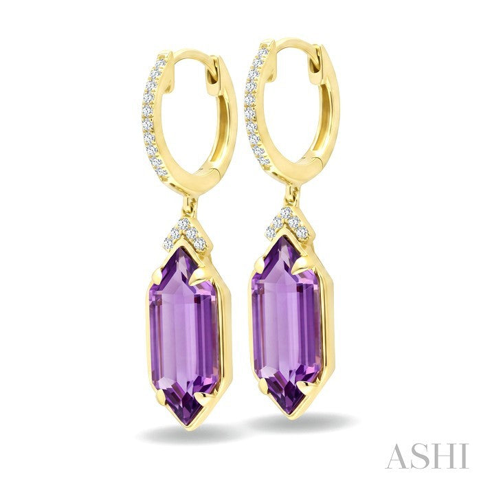 Evoque Gemstone Hexagon Shape & Diamond Earrings