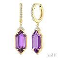 Evoque Gemstone Hexagon Shape & Diamond Earrings
