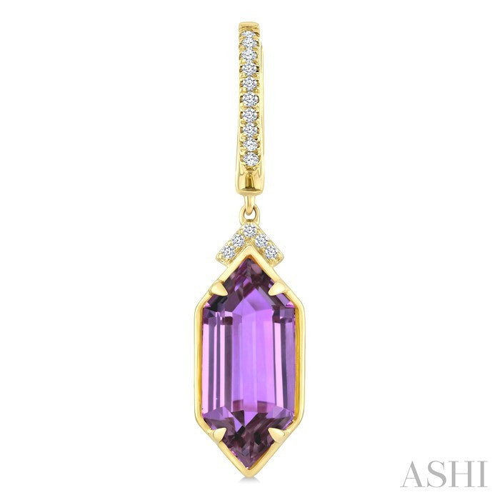 Evoque Gemstone Hexagon Shape & Diamond Earrings