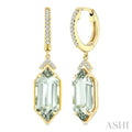 Evoque Gemstone Hexagon Shape & Diamond Earrings
