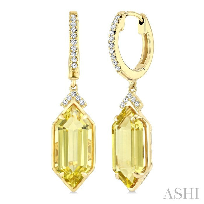 Evoque Gemstone Hexagon Shape & Diamond Earrings