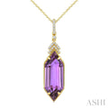 Evoque Gemstone Hexagon Shape & Diamond Pendant