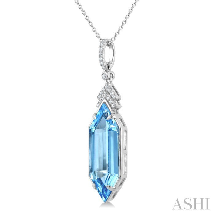Evoque Gemstone Hexagon Shape & Diamond Pendant