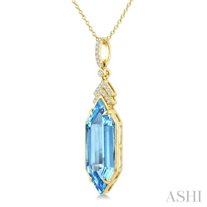 Evoque Gemstone Hexagon Shape & Diamond Pendant