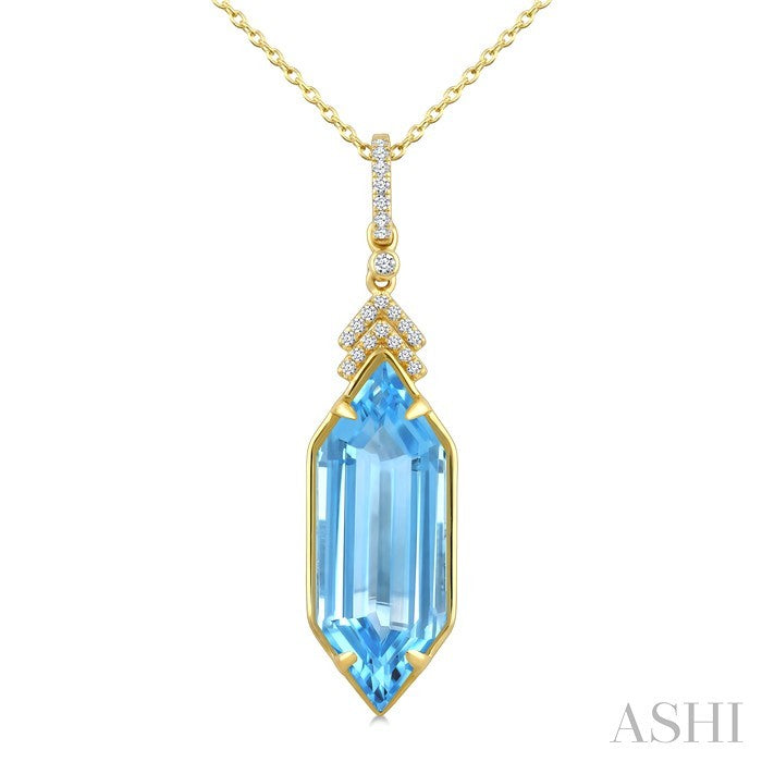 Evoque Gemstone Hexagon Shape & Diamond Pendant