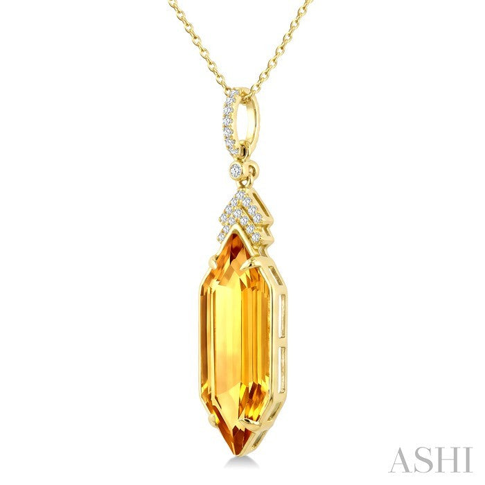 Evoque Gemstone Hexagon Shape & Diamond Pendant