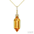 Evoque Gemstone Hexagon Shape & Diamond Pendant
