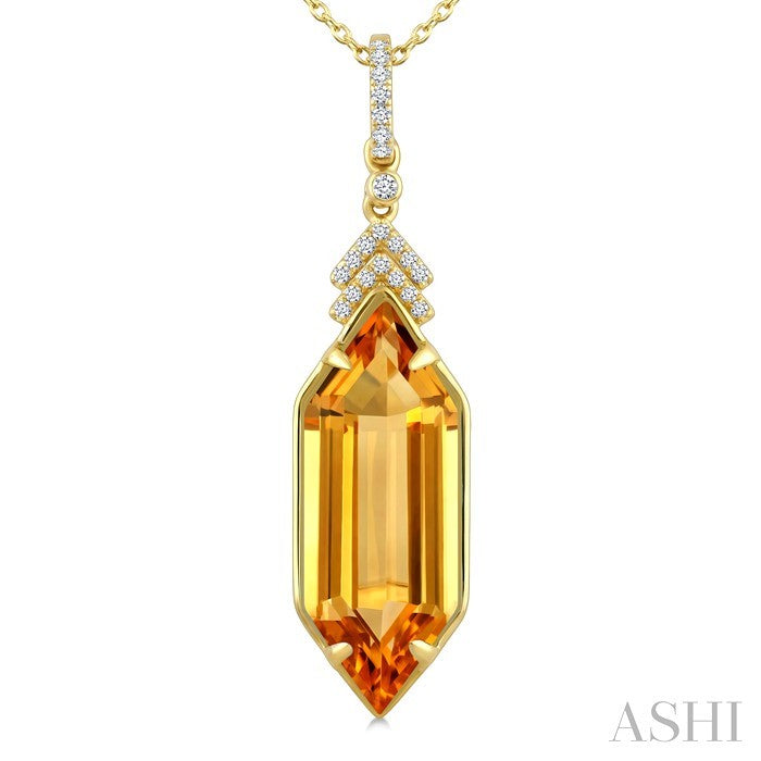 Evoque Gemstone Hexagon Shape & Diamond Pendant