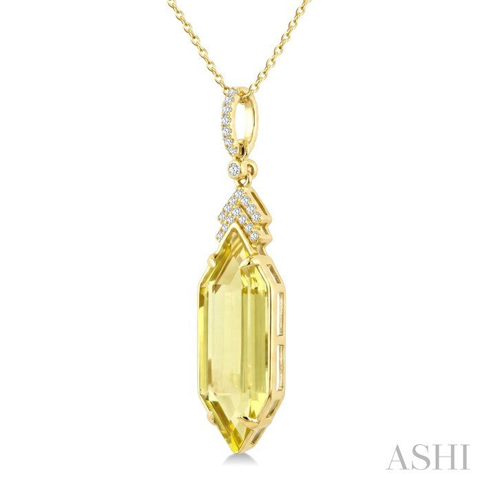 Evoque Gemstone Hexagon Shape & Diamond Pendant