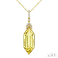 Evoque Gemstone Hexagon Shape & Diamond Pendant