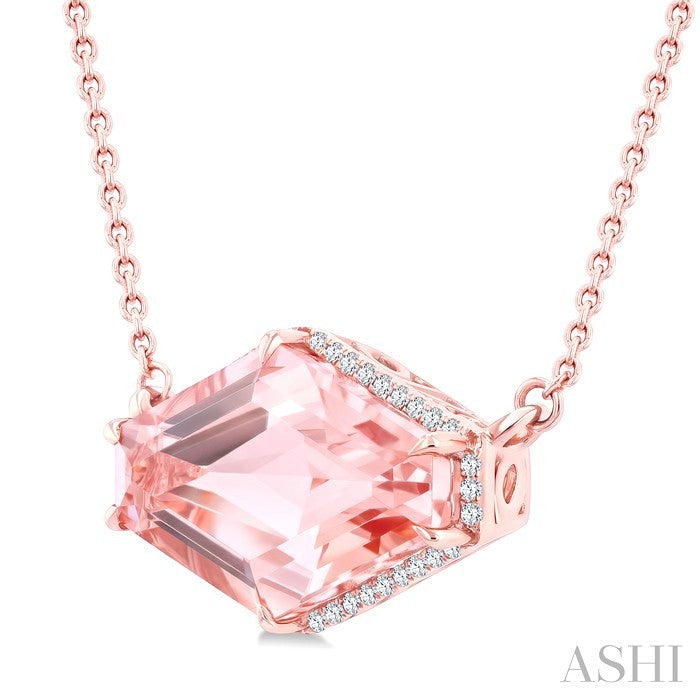 Evoque Gemstone Hexagon Shape & Halo Diamond Pendant