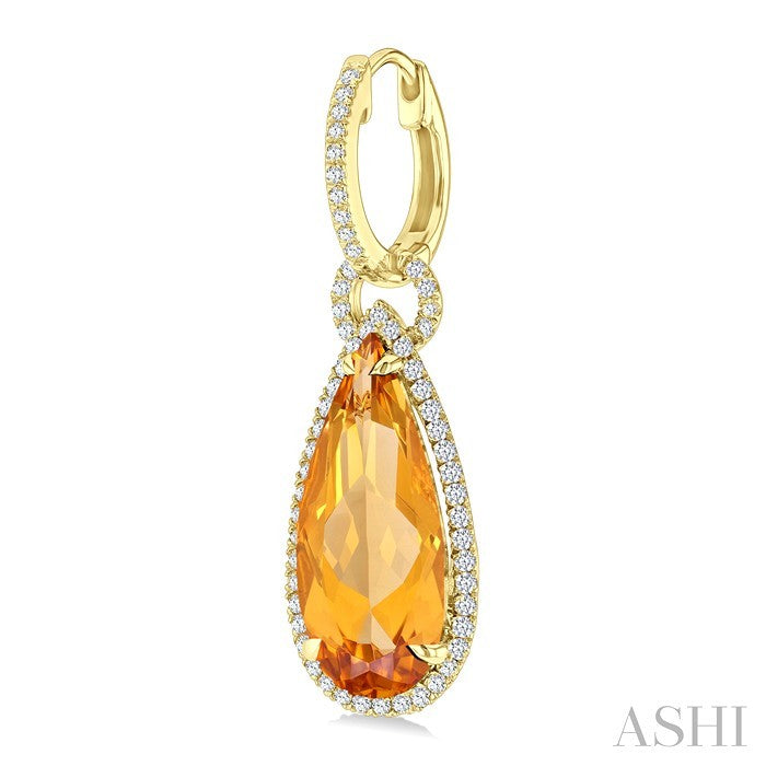 Evoque Gemstone Pear Shape & Halo Diamond Earrings