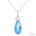 Evoque Gemstone Pear Shape & Halo Diamond Pendant