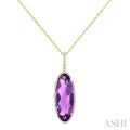 Evoque Gemstone Oval Shape & Halo Diamond Pendant