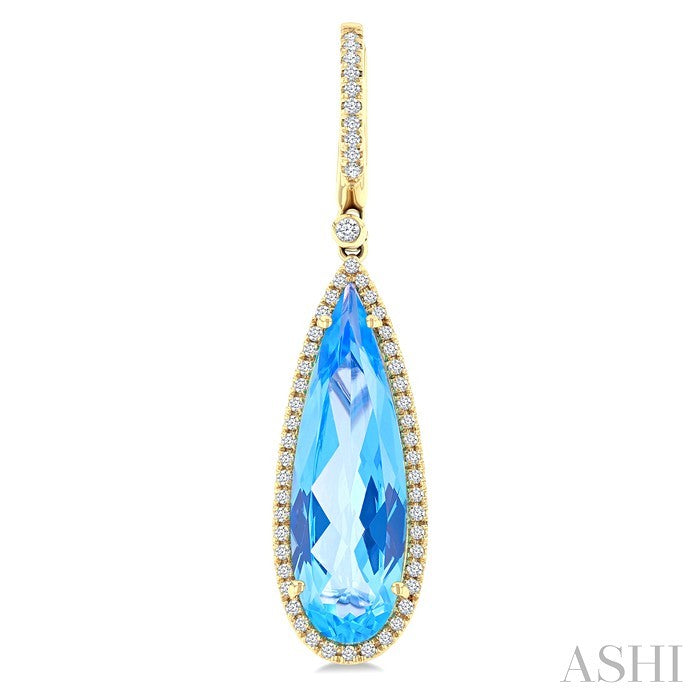 Evoque Gemstone Pear Shape & Halo Diamond Earrings