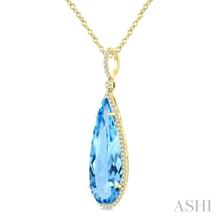 Evoque Gemstone Pear Shape & Halo Diamond Pendant