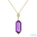 Evoque Gemstone Hexagon Shape & Halo Diamond Pendant
