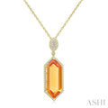 Evoque Gemstone Hexagon Shape & Halo Diamond Pendant
