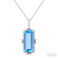 Evoque Gemstone Emerald Shape & Halo Diamond Pendant