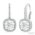 Square Shape Gemstone & Halo Diamond Huggie Earrings