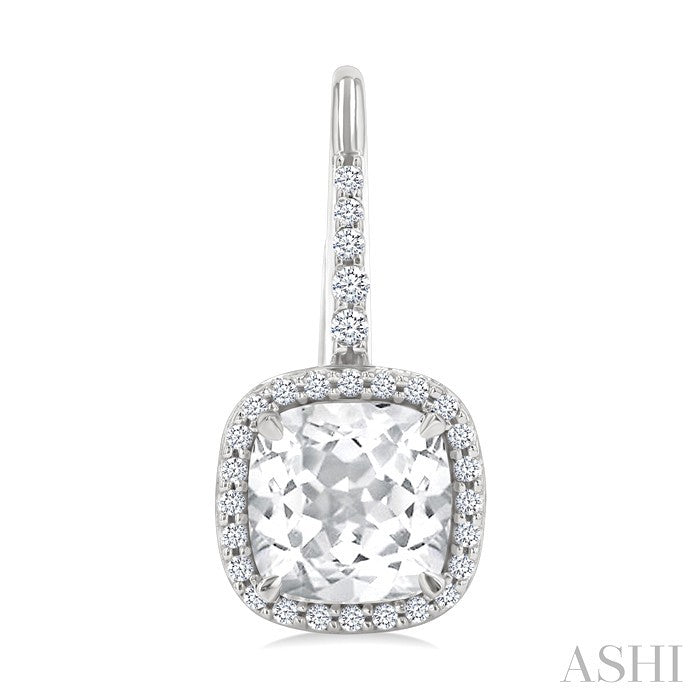 Square Shape Gemstone & Halo Diamond Huggie Earrings