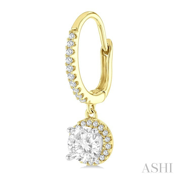 Round Shape Halo Gemstone Hoop Earrings