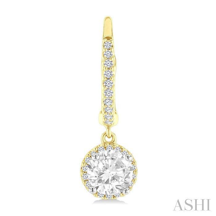 Round Shape Halo Gemstone Hoop Earrings