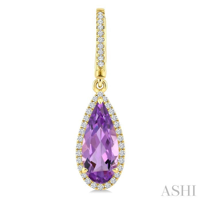 Evoque Gemstone Pear Shape & Halo Diamond Earrings