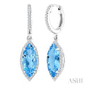 Evoque Gemstone Marquise Shape & Halo Diamond Earrings