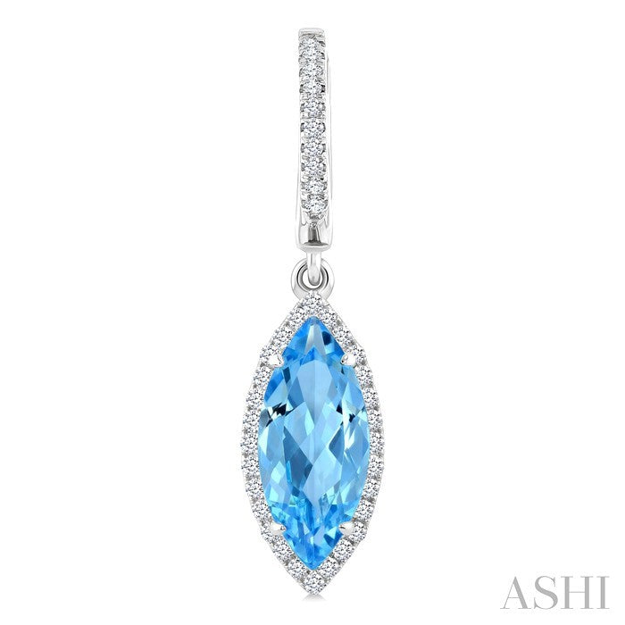 Evoque Gemstone Marquise Shape & Halo Diamond Earrings