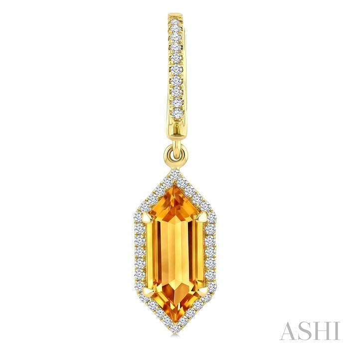 Evoque Gemstone Hexagon Shape & Halo Diamond Earrings